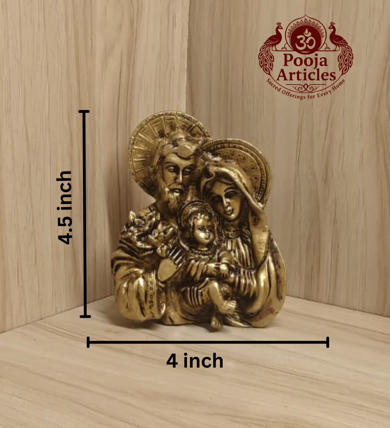 Brass Jesus Family Statue 4.5 Inch