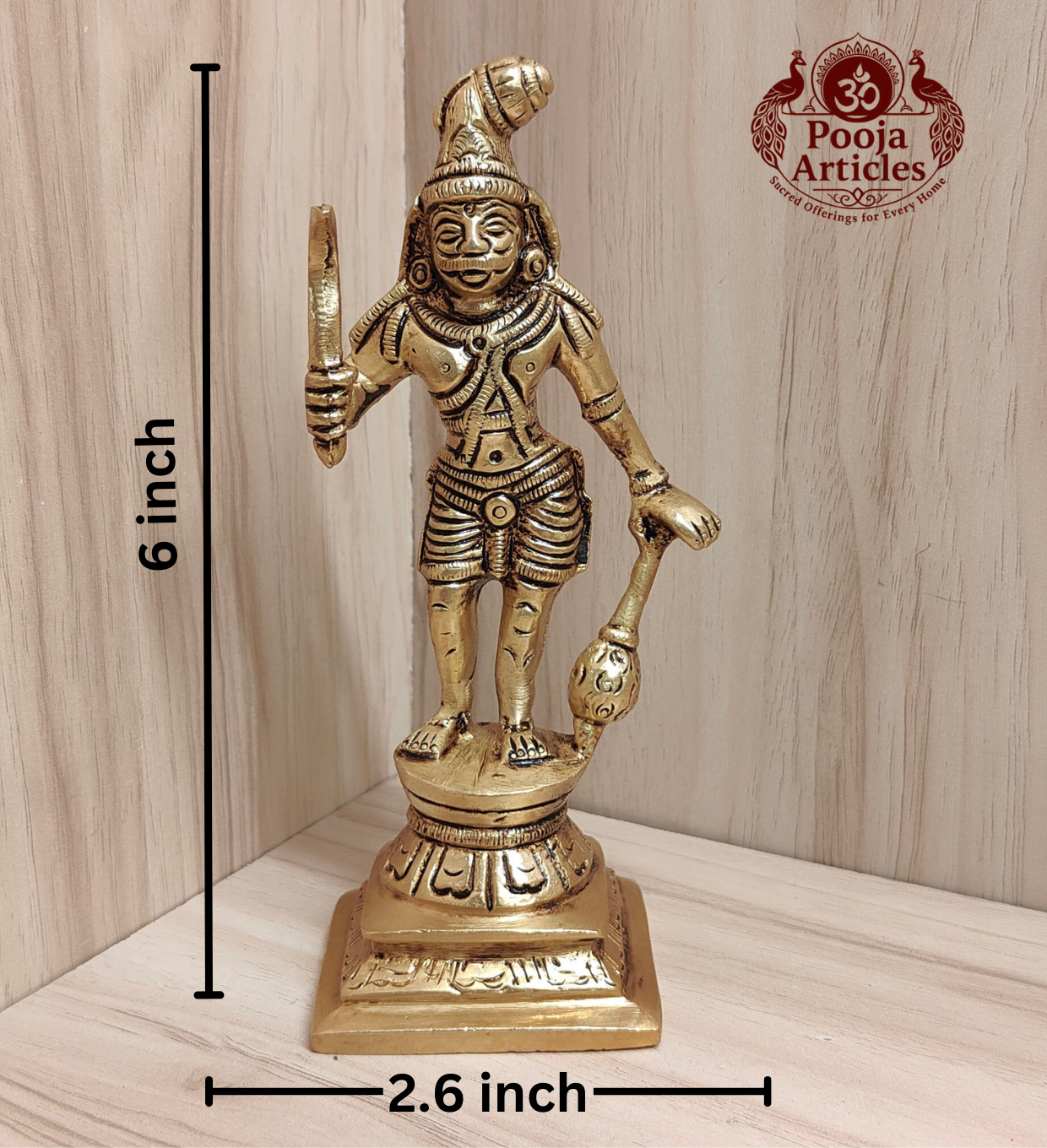 Brass Karuppasamy Statue 6 Inch