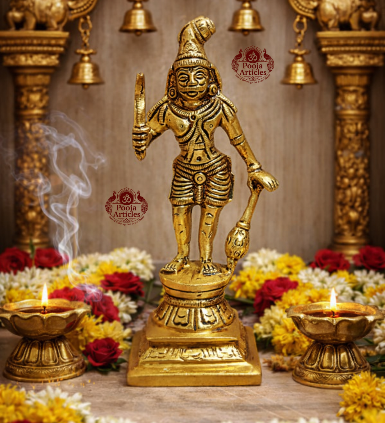 Brass Karuppasamy Statue 6 Inch