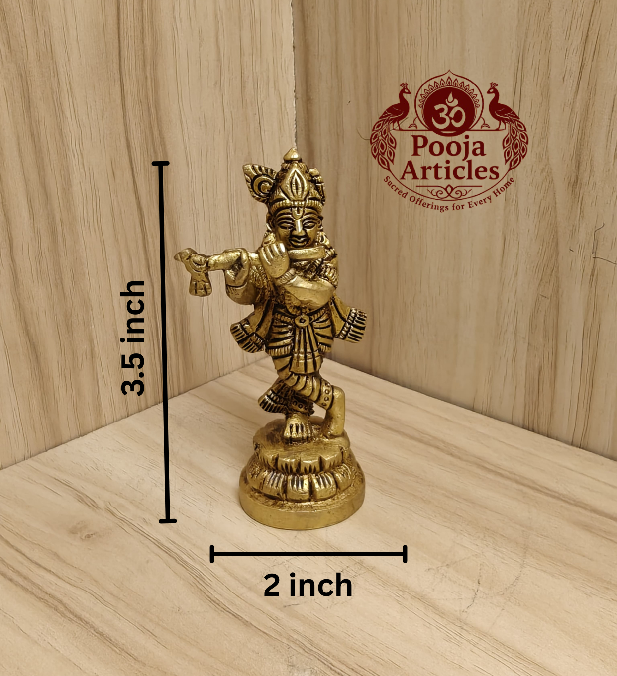 Brass Krishna Statue 3.5 Inch
