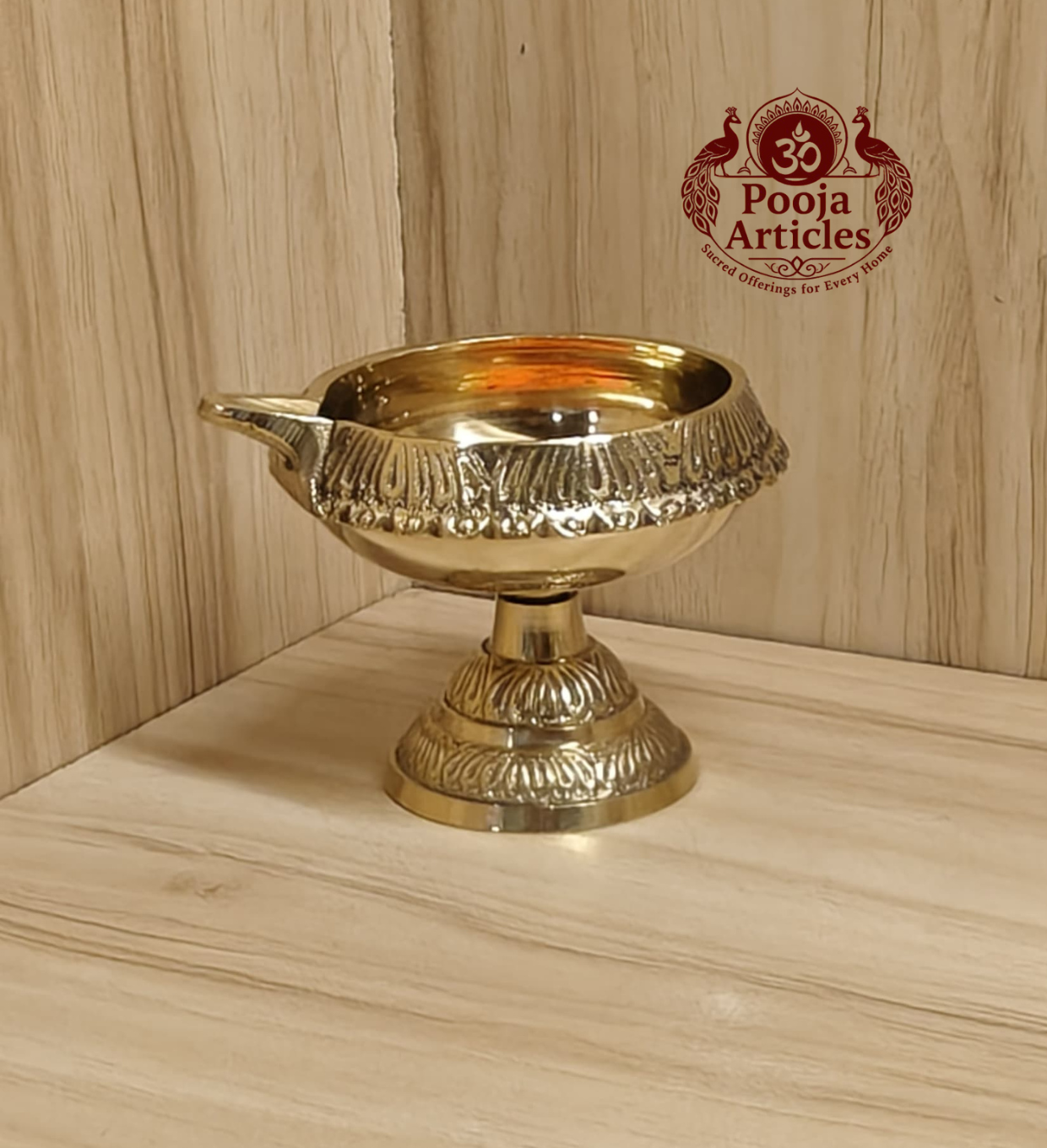 Brass Kuber Deepak Diya on Stand 3 Inch