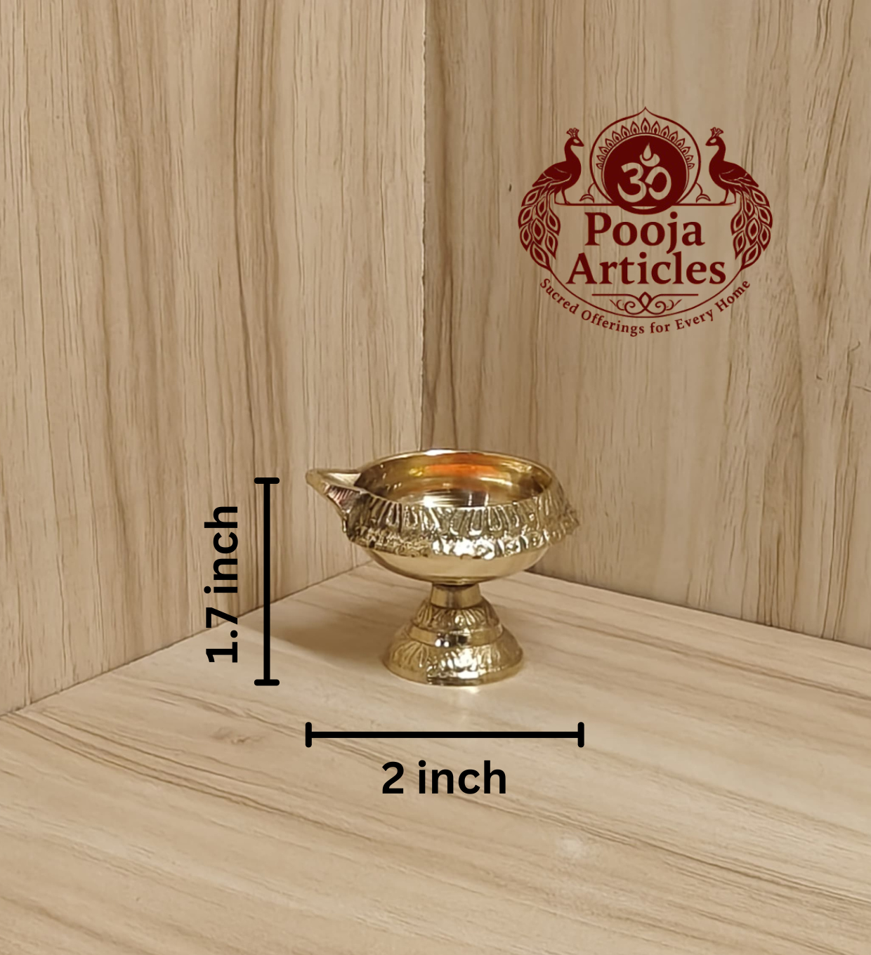 Brass Kubera Deepak Diya on Stand 2 Inch