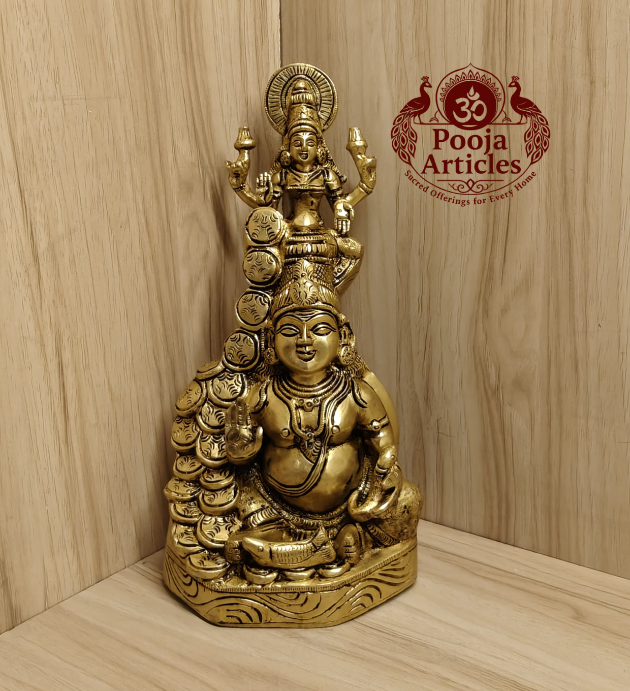 Brass Kubera Lakshmi Statue 5.9 Inch