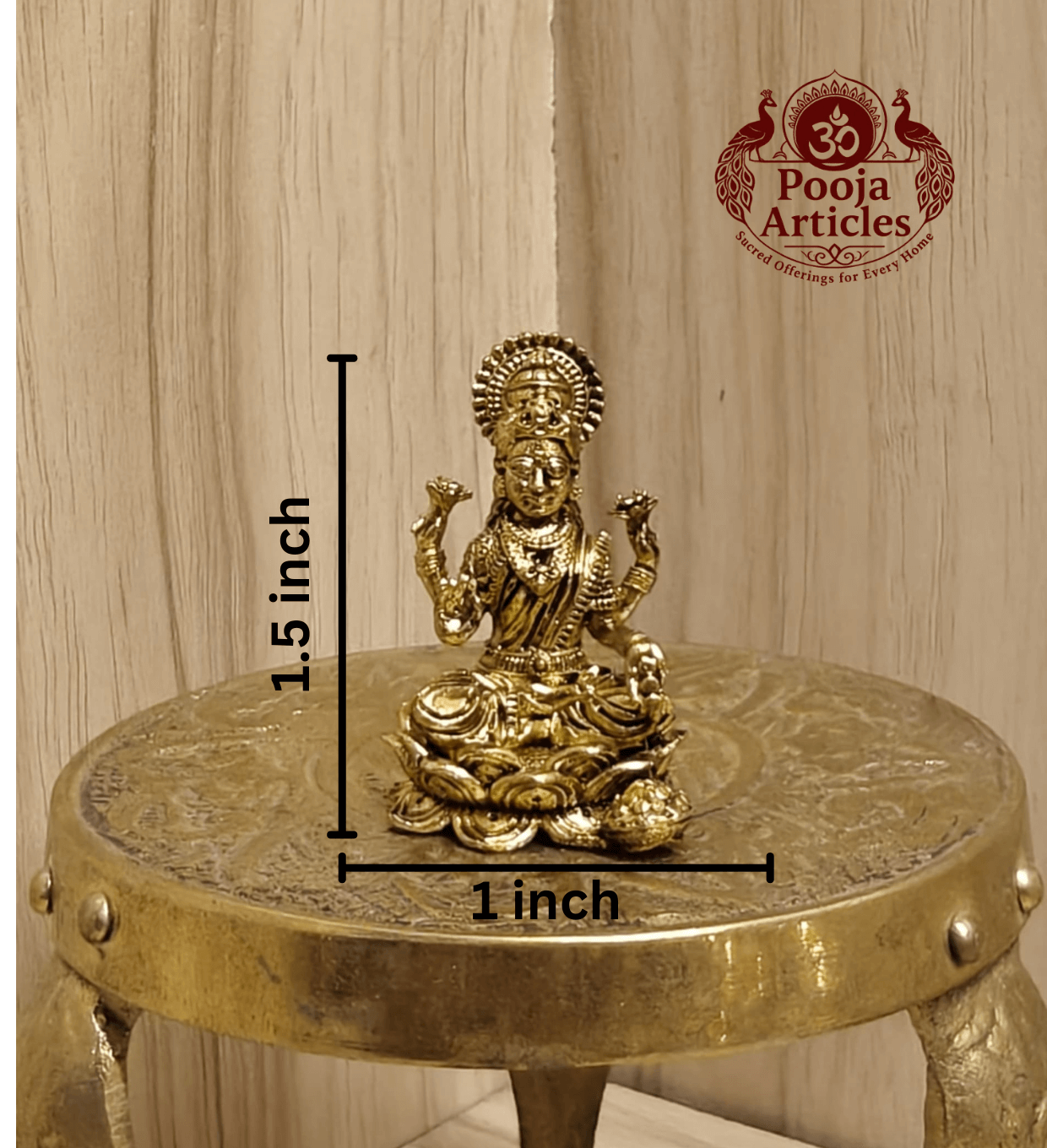 Miniature Brass Lakshmi Idol 1.5 Inch