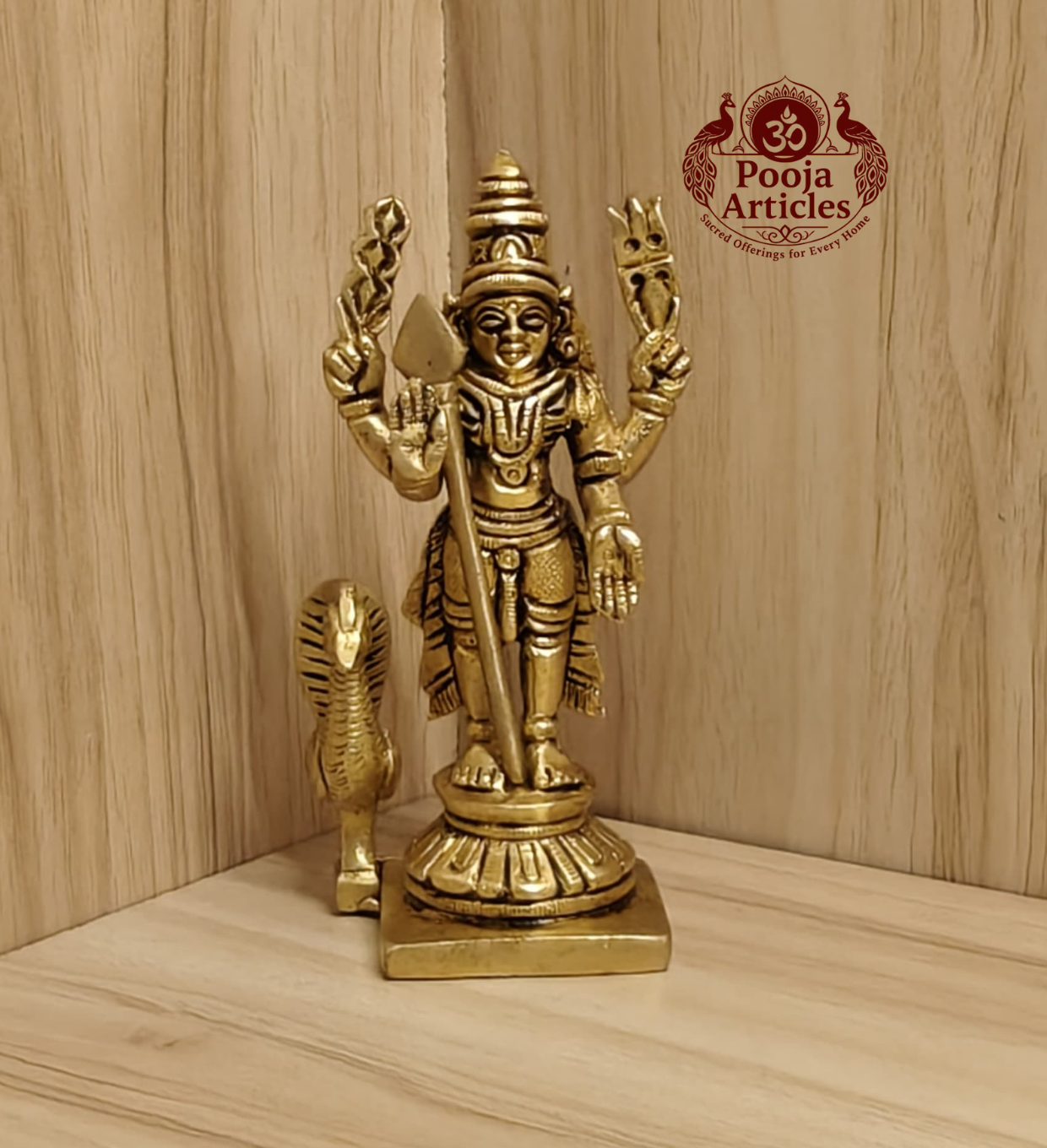 Brass Lord Murugan Peacock Idol 4.5 Inch