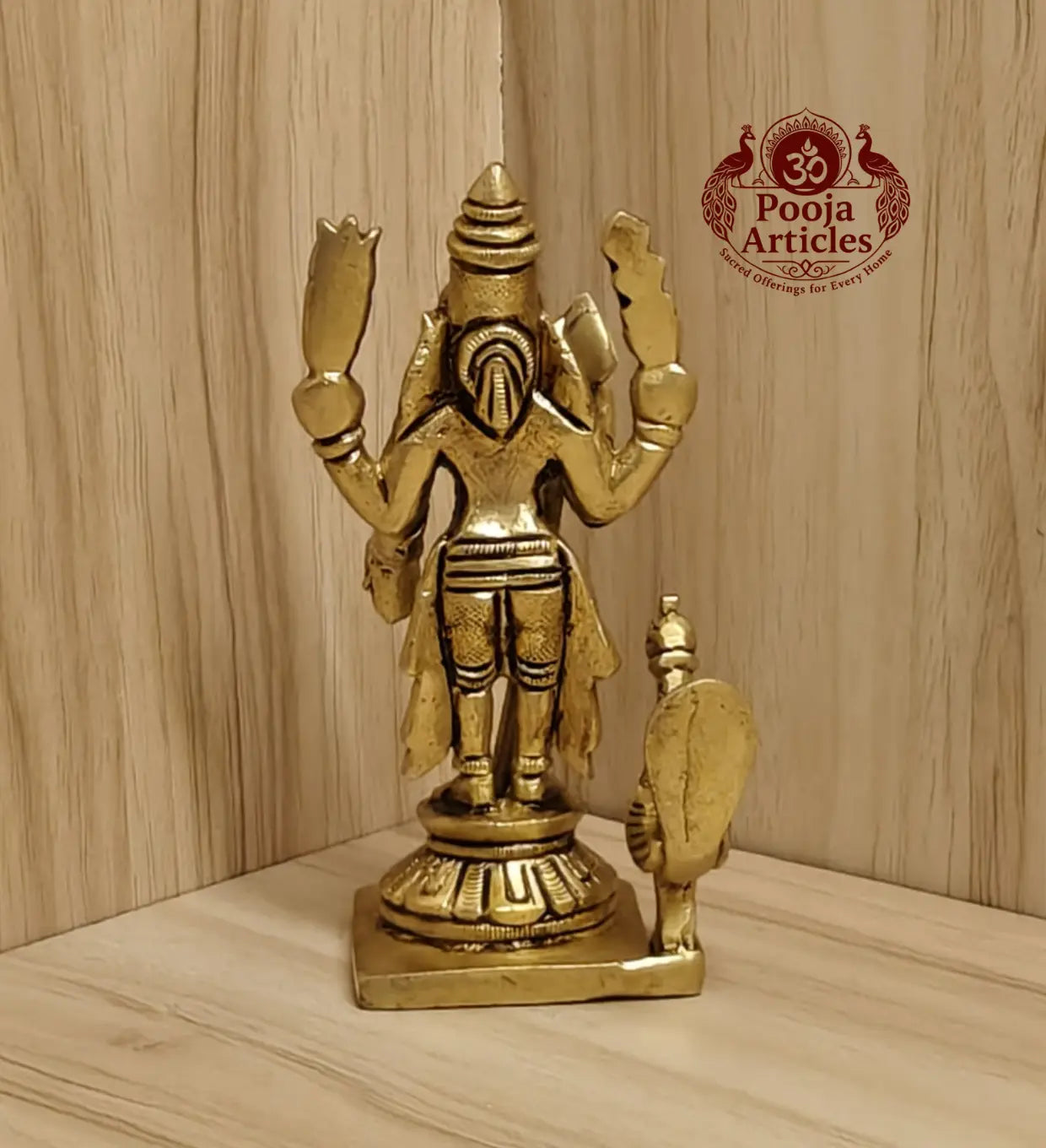 Brass Lord Murugan Peacock Idol 4.5 Inch Pooja Articles