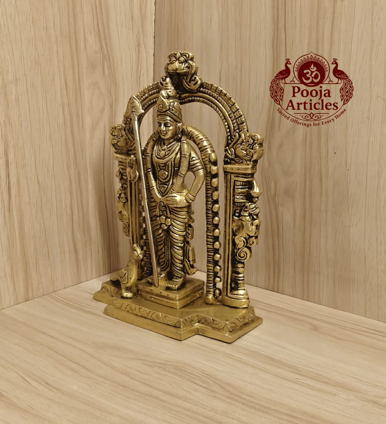 Brass Lord Murugan Statue 8.2 Inch