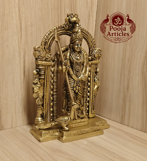 Brass Lord Murugan Statue 8.2 Inch