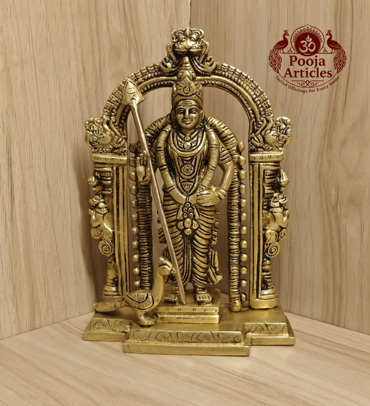 Brass Lord Murugan Statue 8.2 Inch