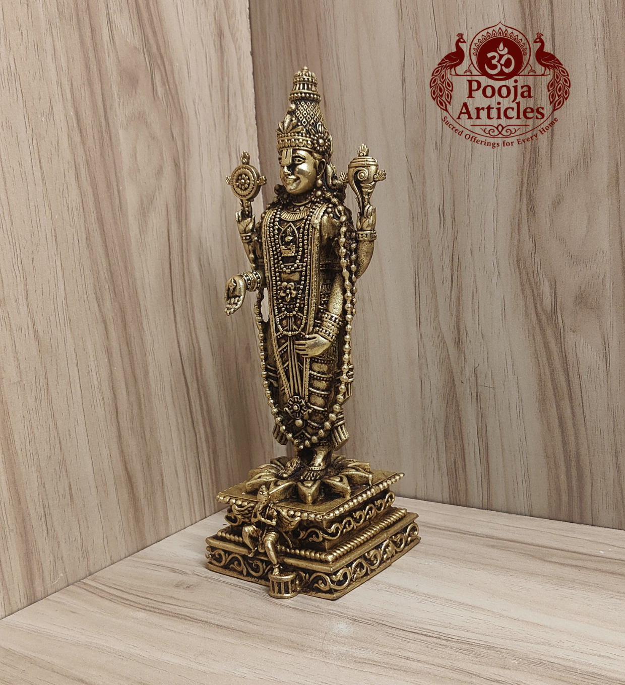 Premium Brass Tirupati Balaji Idol 7.7 Inch Pooja Articles