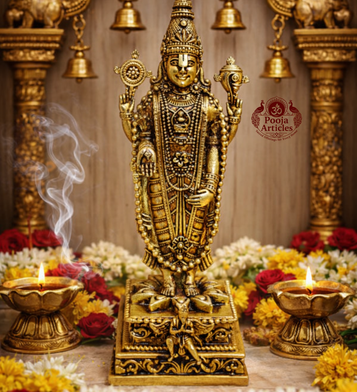 Premium Brass Tirupati Balaji Idol 7.7 Inch