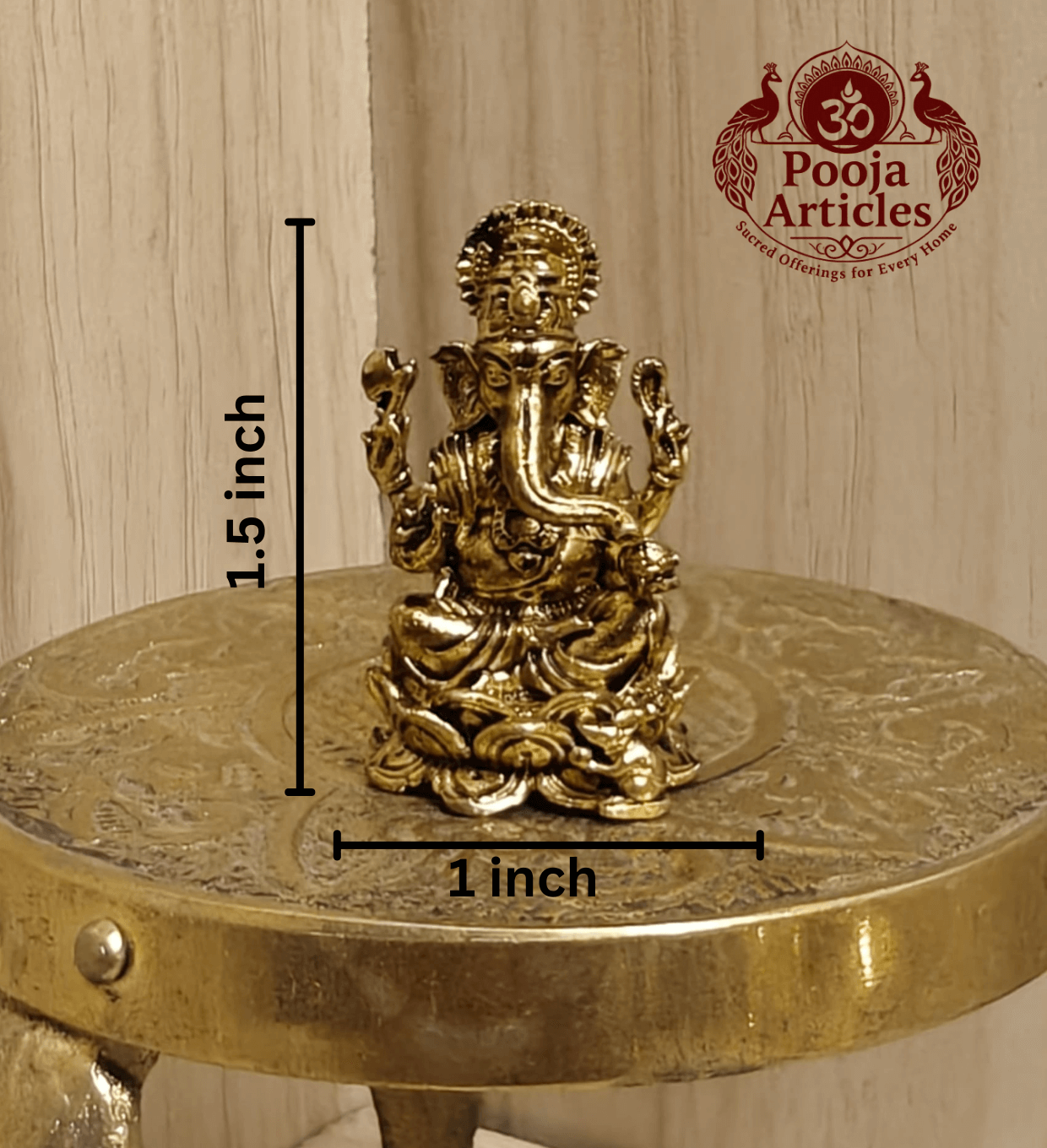 Miniature Brass Vinayagar Statue 1.5 Inch