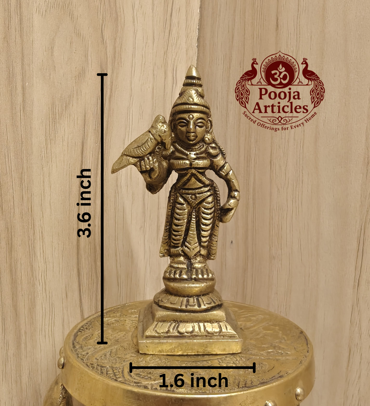Brass Madurai Meenakshi Statue 3.4 Inch