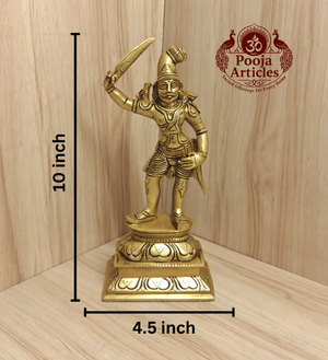 Brass Madurai Veeran Statue 10 Inch