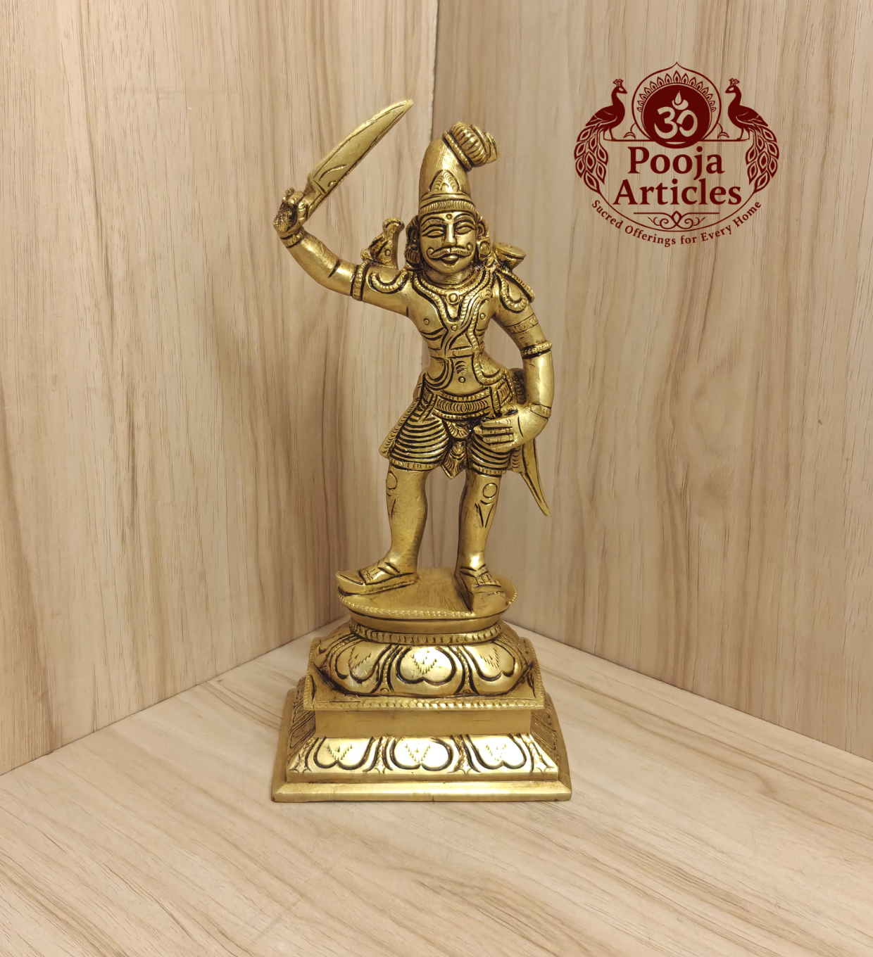 Brass Madurai Veeran Statue 10 Inch