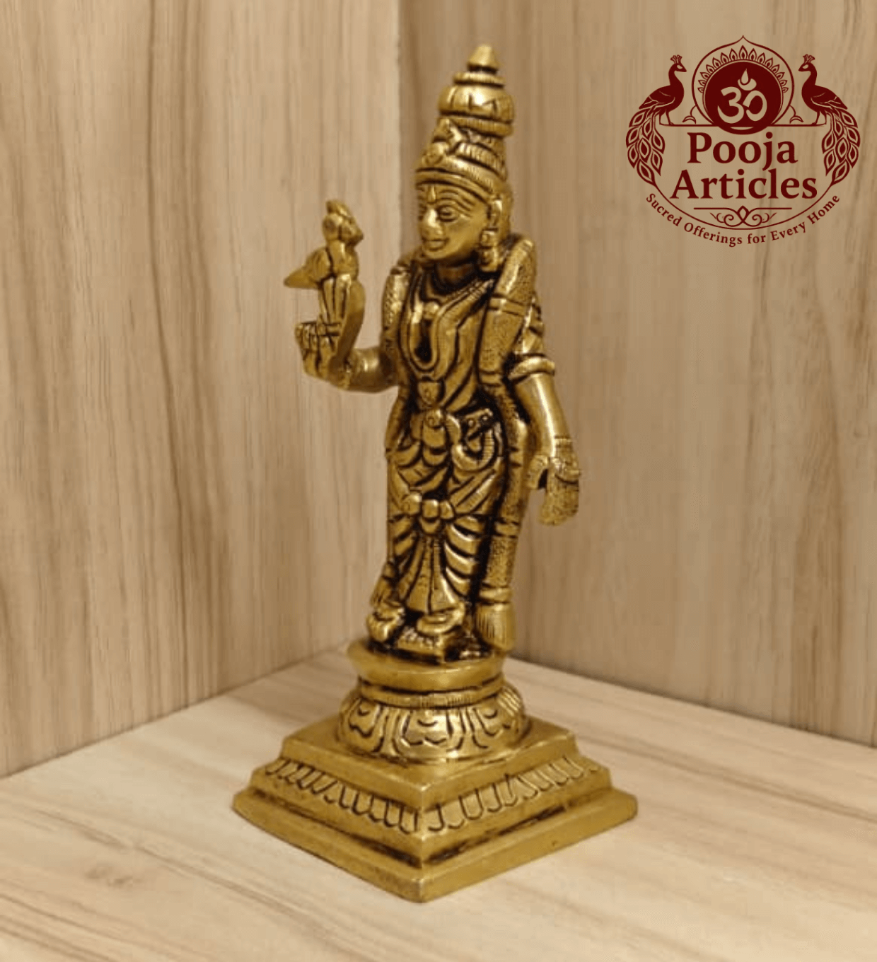 Brass Meenakshi Amman Statue 5 Inch Pooja Articles