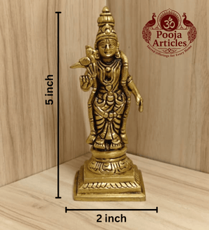 Brass Meenakshi Amman Statue 5 Inch Pooja Articles
