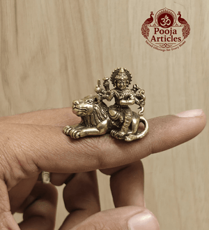 Miniature Brass Durga Devi Statue 1 Inch