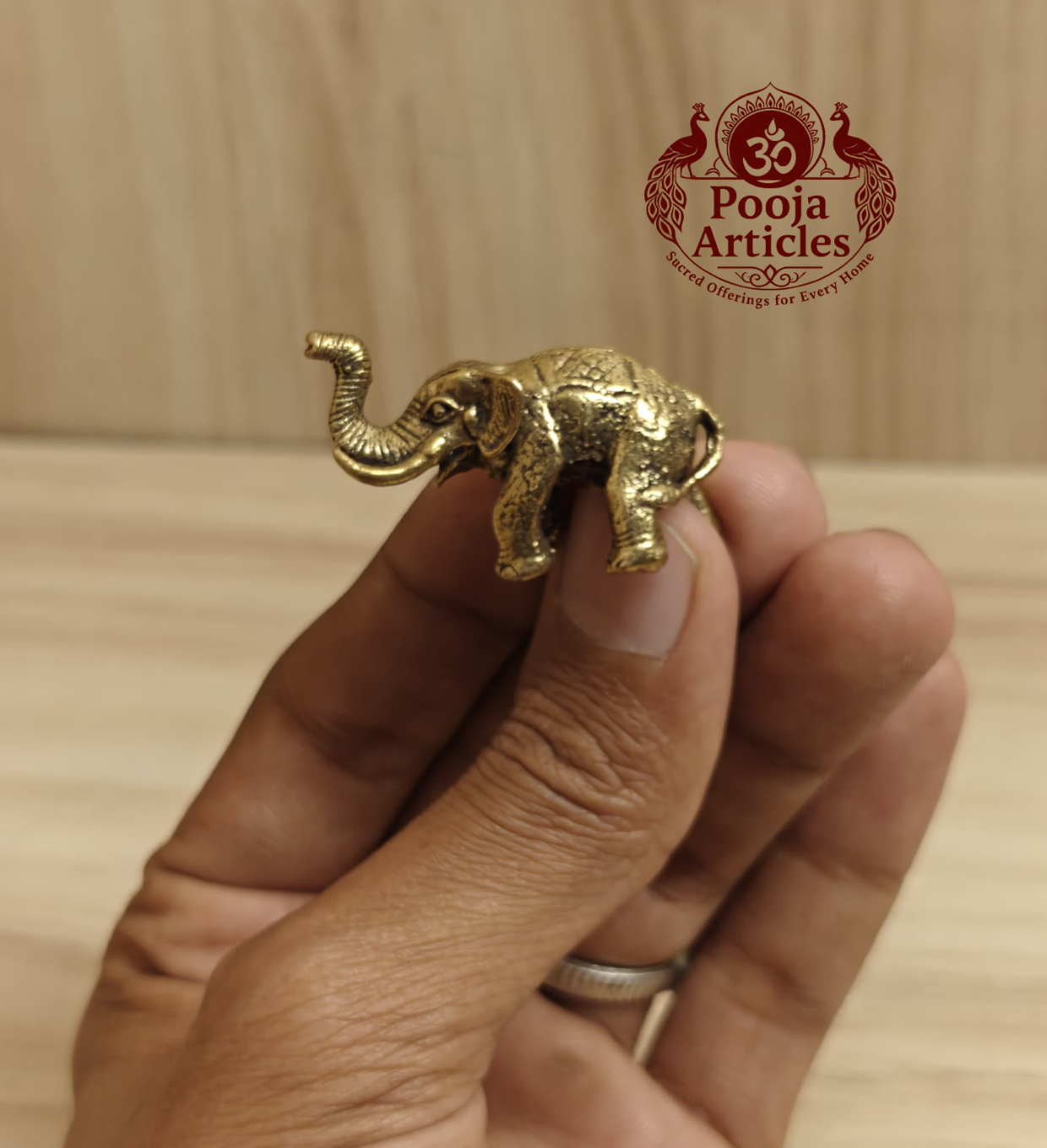 Miniature Brass Elephant Statue 1 Inch
