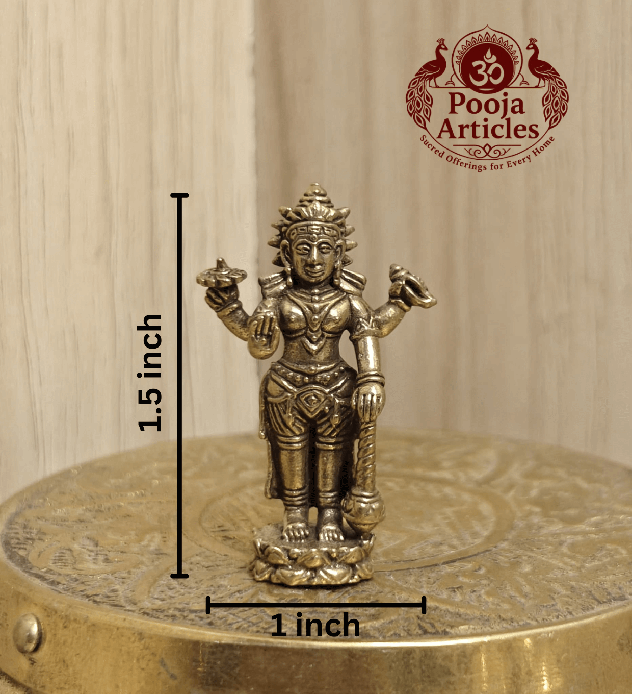 Brass Miniature Lord Vishnu Idol 1.5 Inch