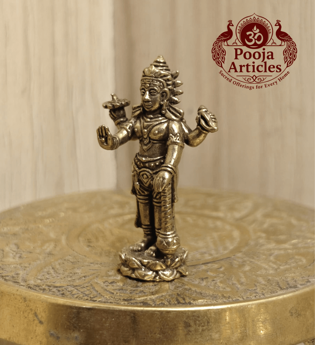Miniature Brass Lord Vishnu Idol 1.5 Inch