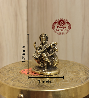 Miniature Brass Saraswati Statue 1.2 Inch