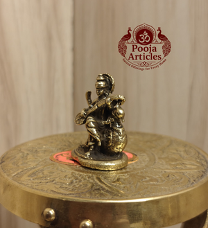 Miniature Brass Saraswati Statue 1.2 Inch
