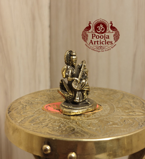 Miniature Brass Saraswati Statue 1.2 Inch