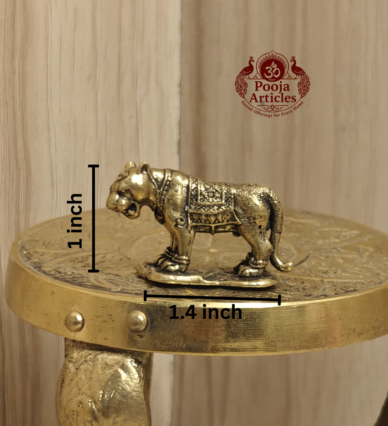 Miniature Brass Tiger Statue 1 Inch