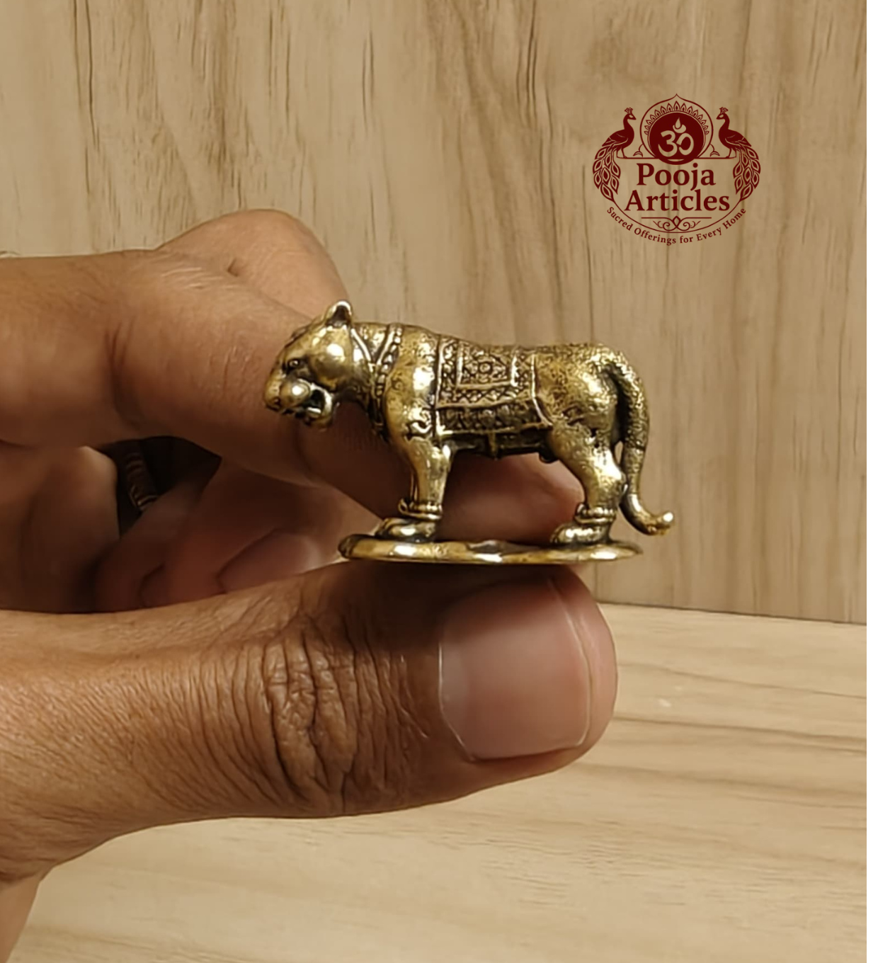 Miniature Brass Tiger Statue 1 Inch