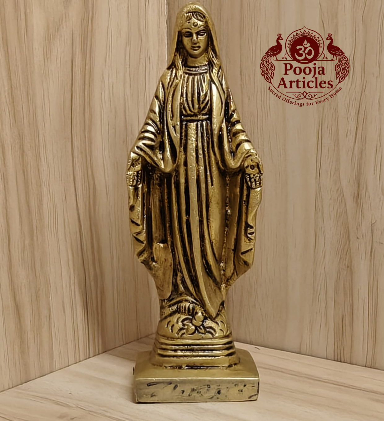 Brass Mother Mary Statue 6.2 Inch