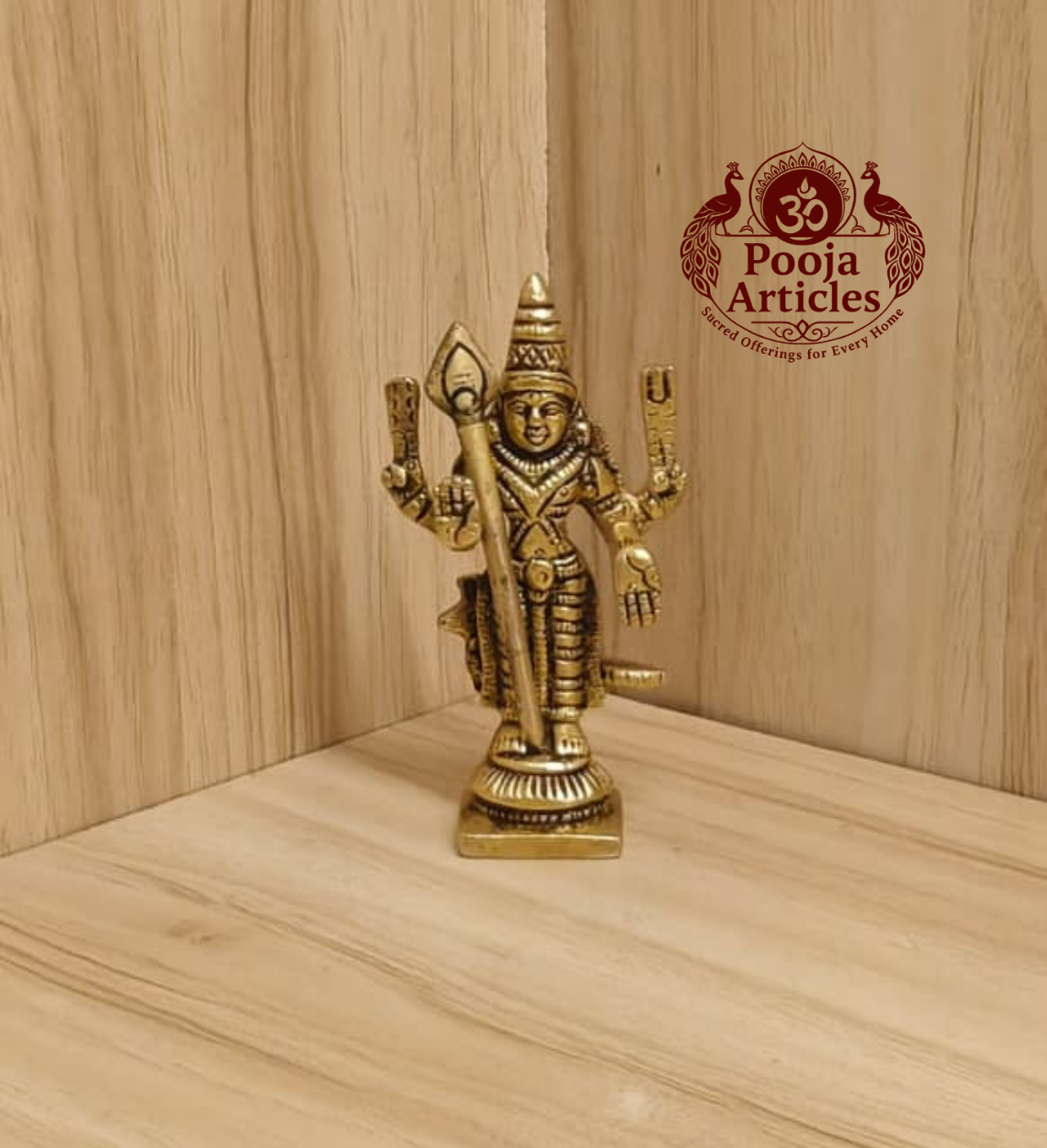 Brass Murugan Mini Idol 3.3 Inch