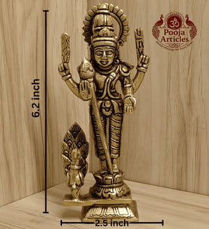 Brass Murugan Statue 6.2 Inch