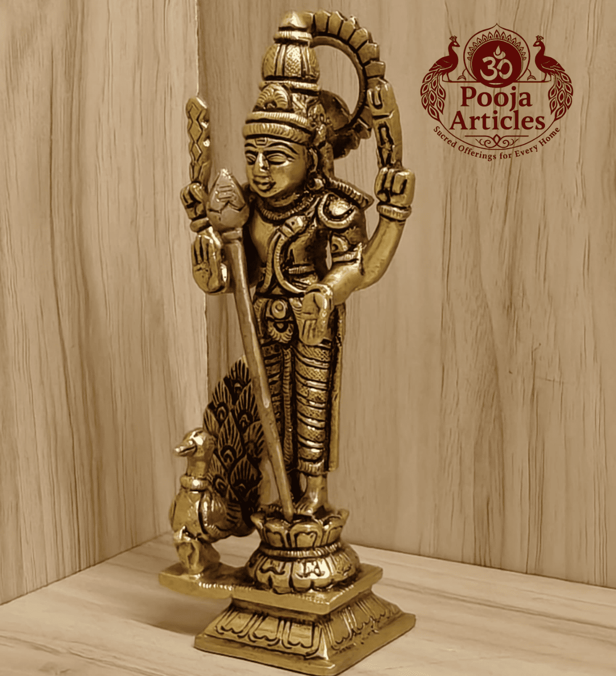 Brass Murugan Statue 6.2 Inch