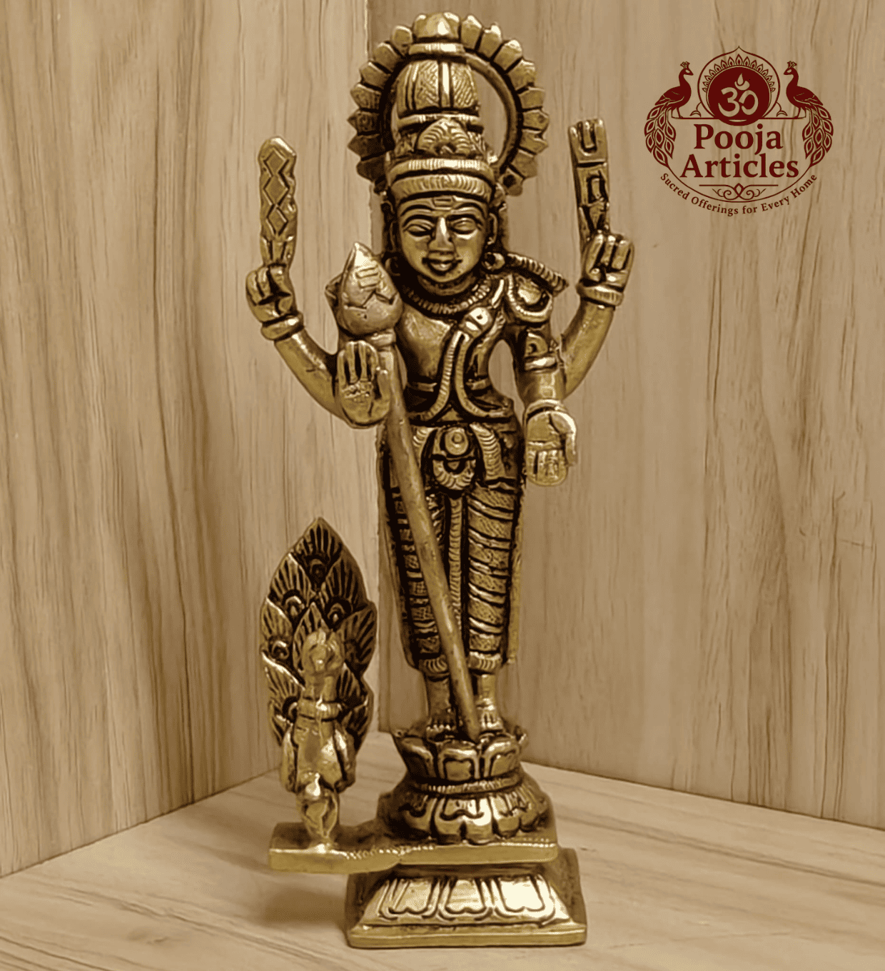 Brass Murugan Statue 6.2 Inch