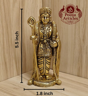 Brass Murugan Statue 5.5 Inch