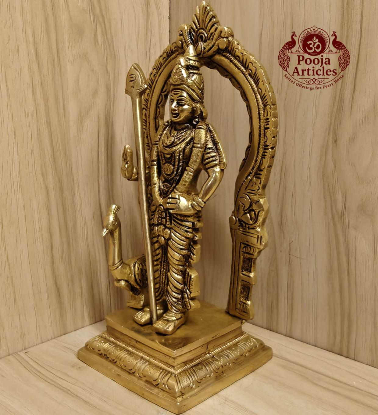 Brass Murugan Statue 8.5 Inch