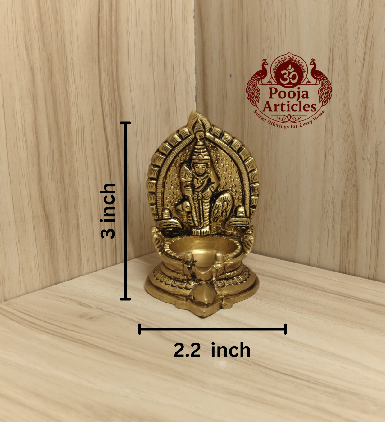 Brass Murugan Vilakku 3 Inch