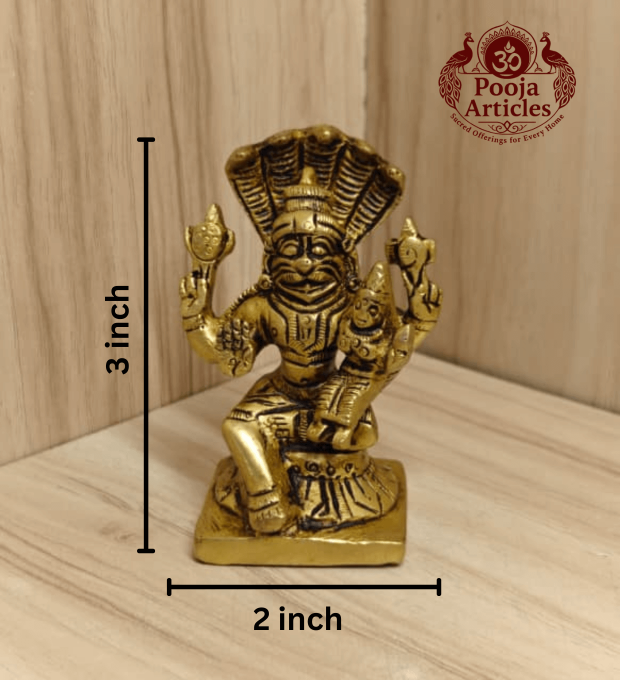 Brass Narasimha Lakshmi Statue 3 Inch