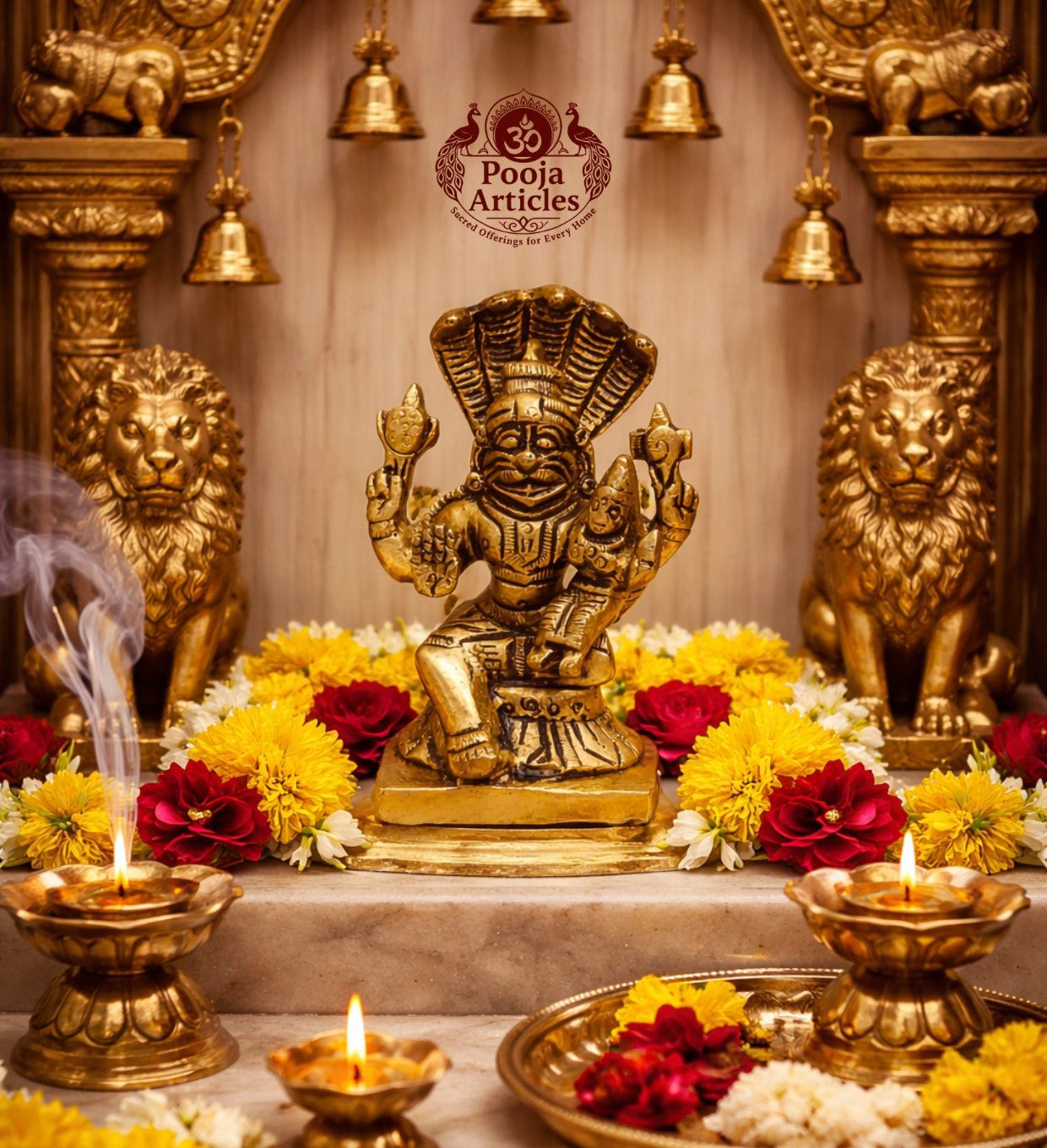 Brass Narasimha Lakshmi Statue 3 Inch