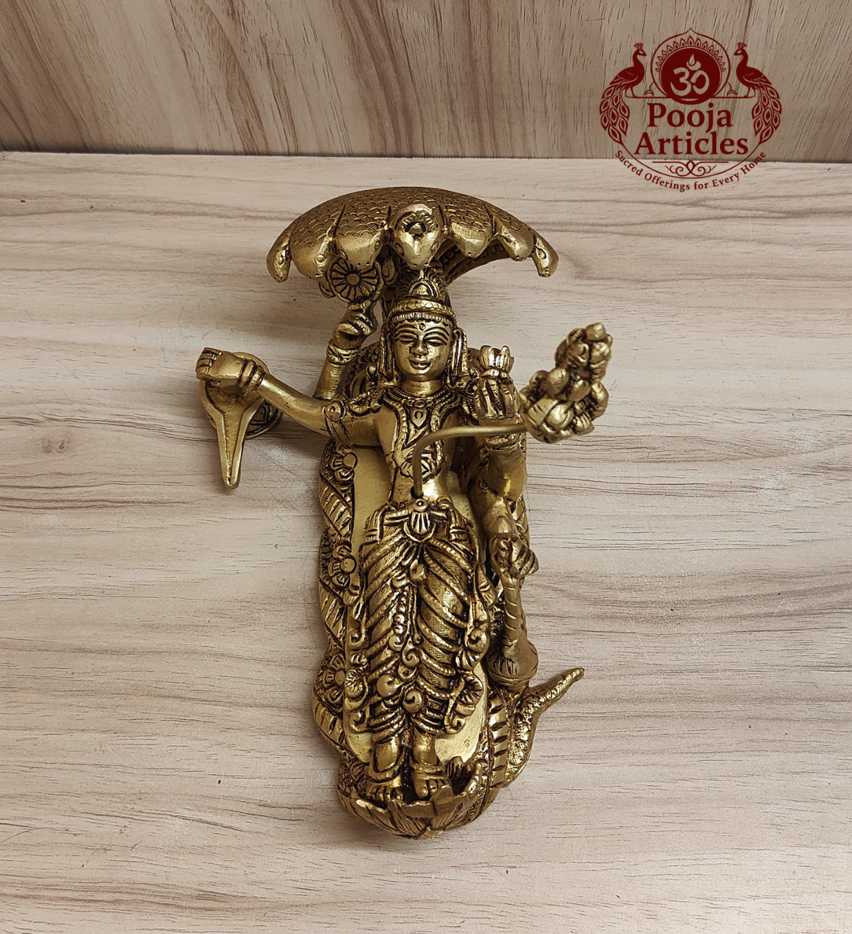 Brass Padmanabha Swamy Reclining Statue 5.2 Inch Pooja Articles