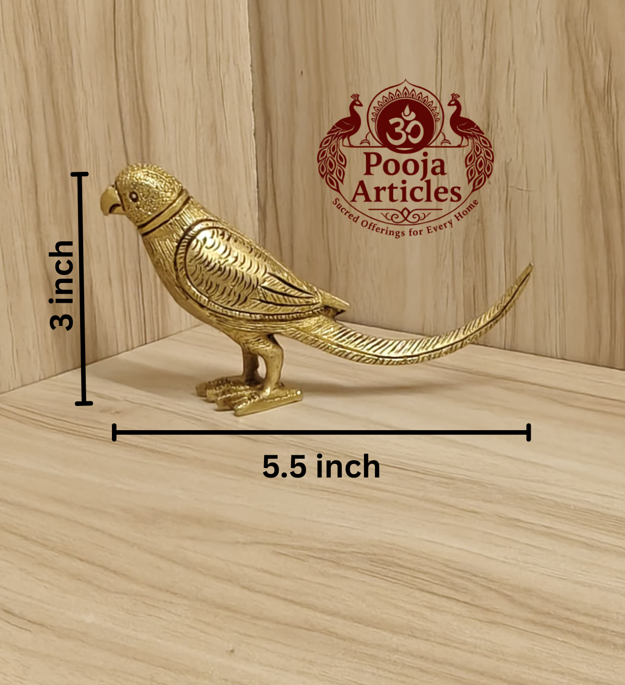 Brass Parrot Statue 3 Inch