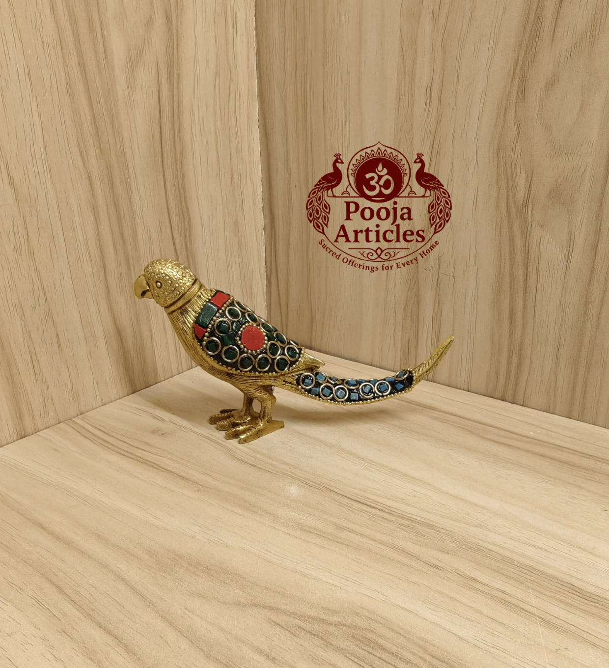 Brass Parrot Statue 3 Inch