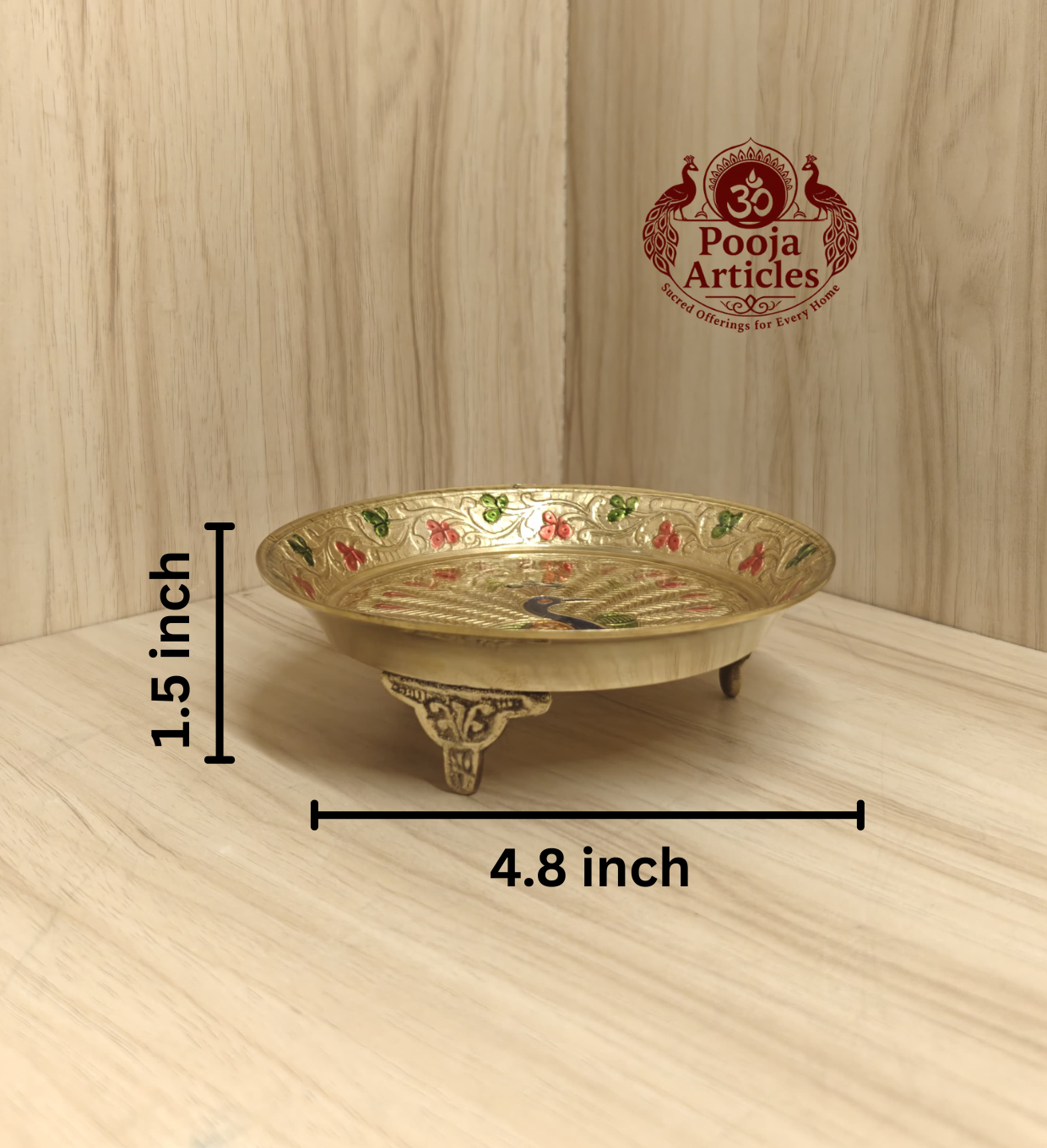 Brass Peacock Pin Tray 4.8 Inch