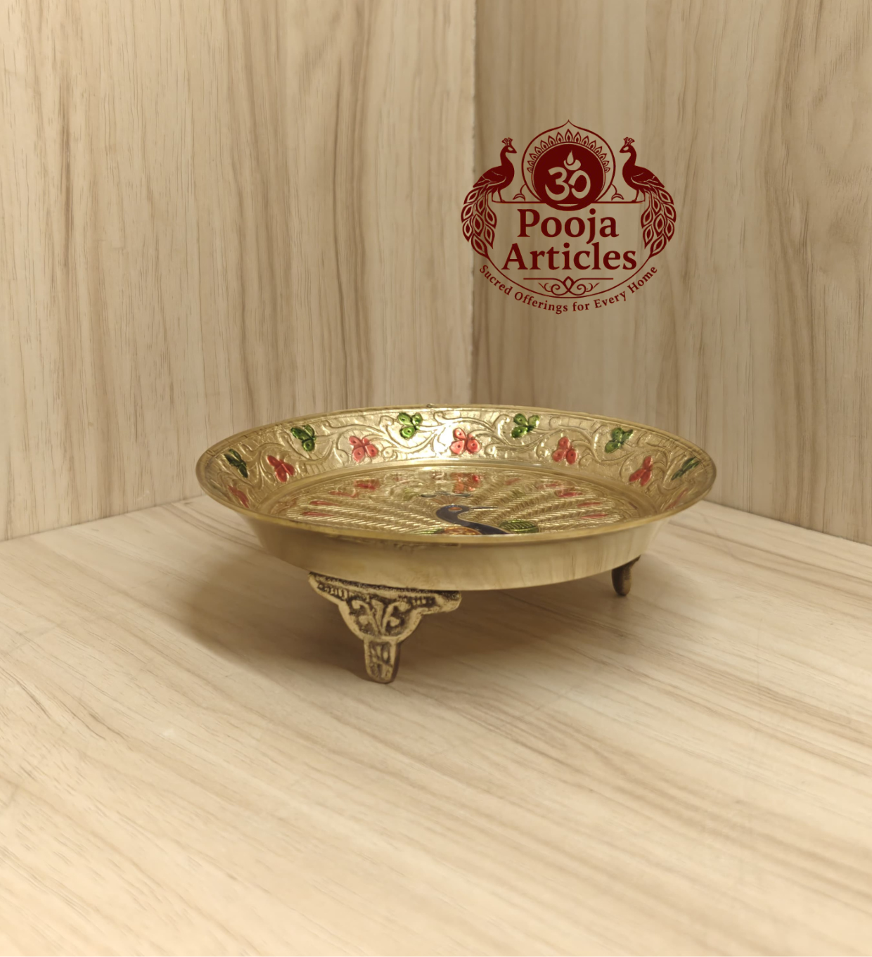 Brass Peacock Pin Tray 4.8 Inch