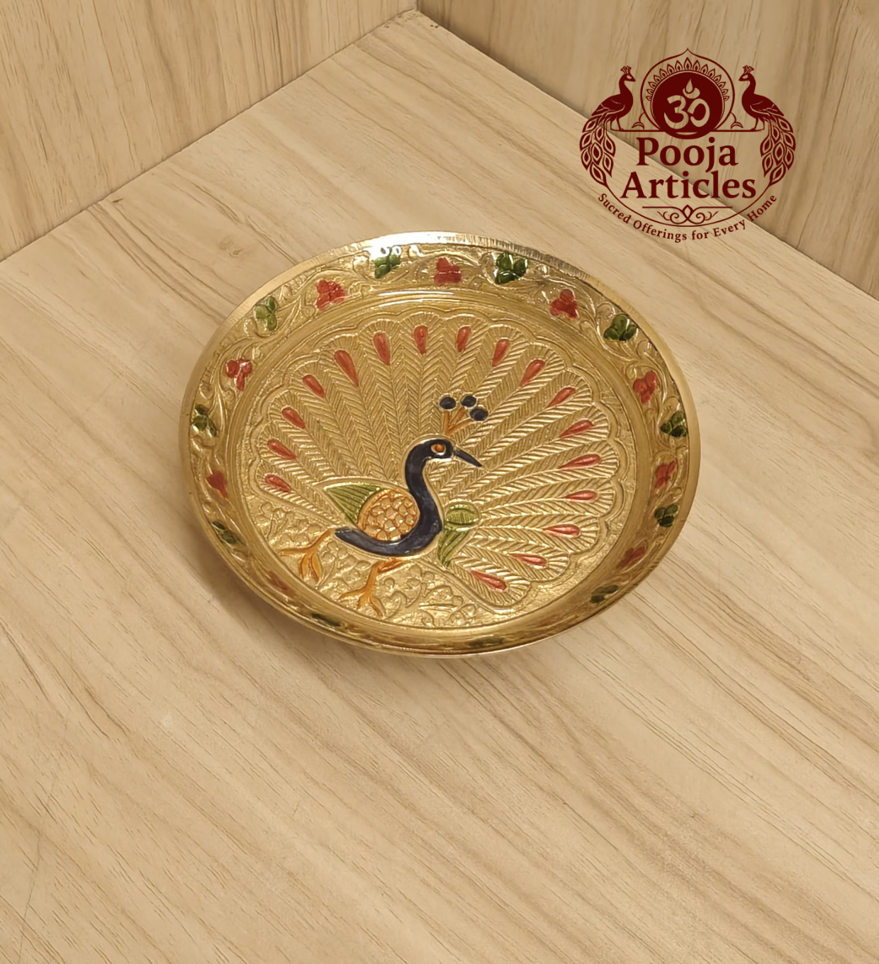 Brass Peacock Pin Tray 4.8 Inch