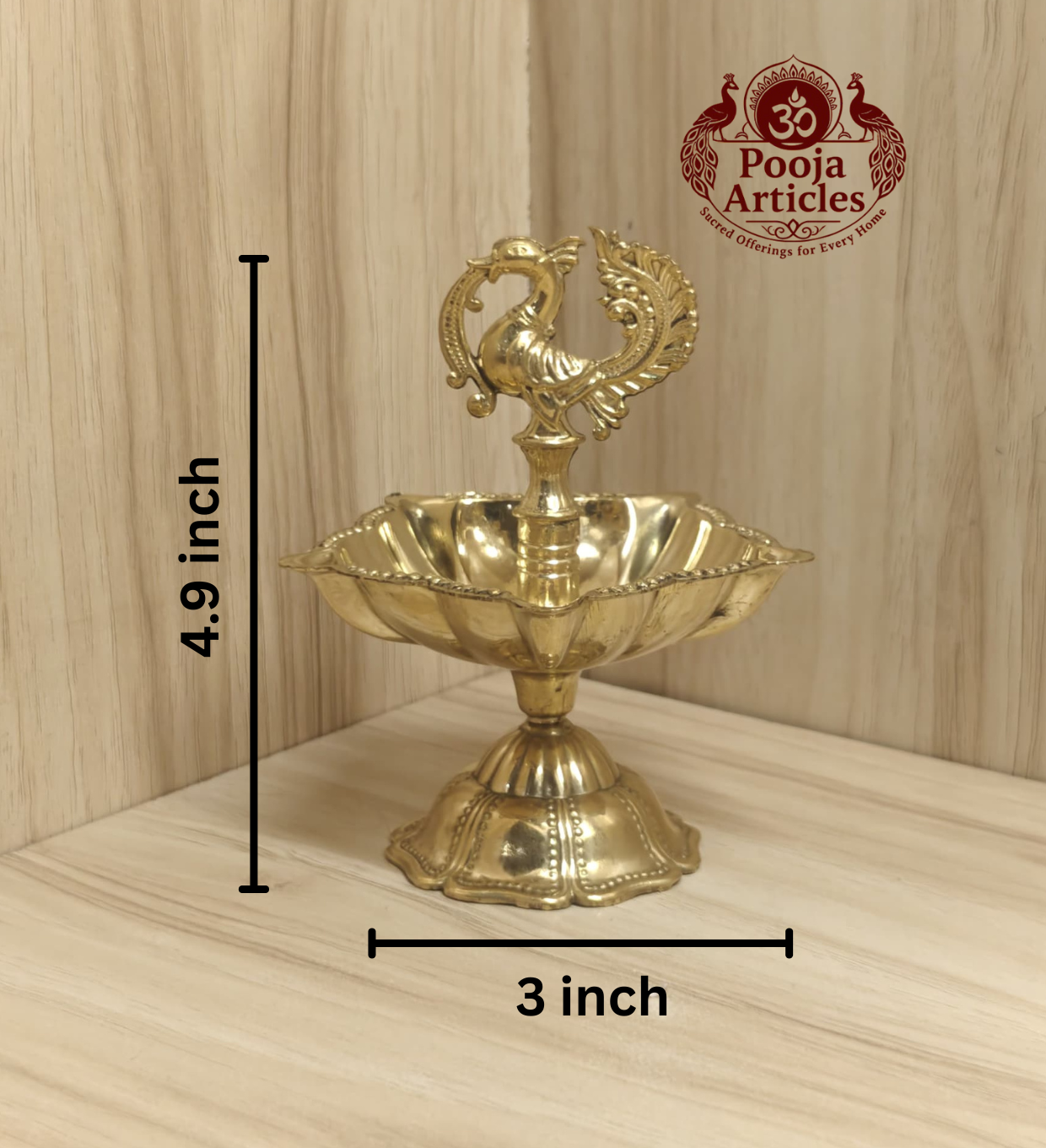 Brass Peacock Diya Size 3 – 4.9 Inch