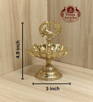Brass Peacock Diya Size 3 – 4.9 Inch