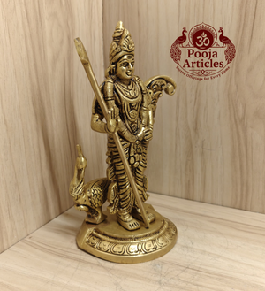 Brass Peacock Murugan Statue 7 Inch