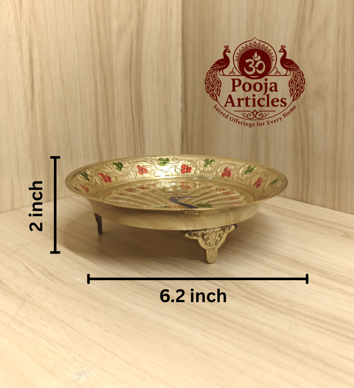 Brass Peacock Pin Tray 6.2 Inch